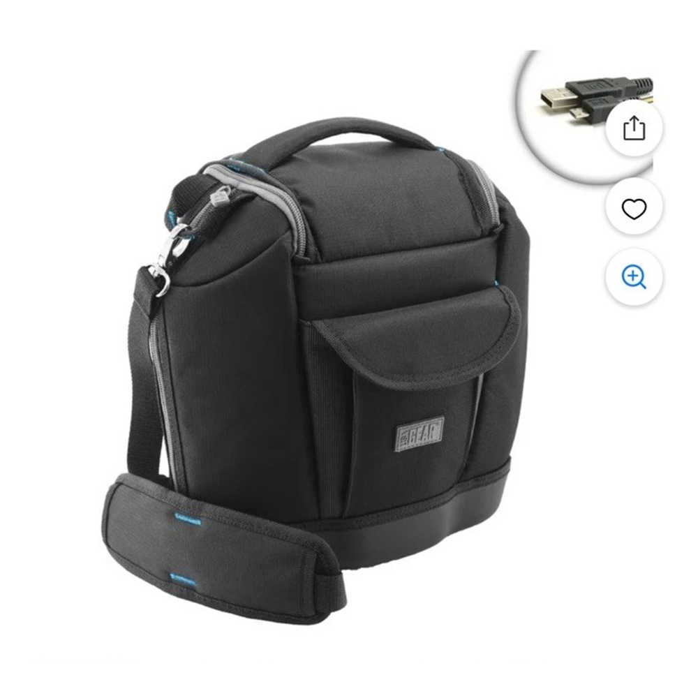 USA Gear Camera Bag Padded Case Adjustable Black waterproof EVA bottom